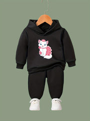 Cat Print 2pcs Girls Outfits For Sports Spring Fall Outdoor Gift