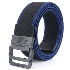 Men's Double Ring Buckle Nylon Elastic Belt Outdoor Casual Tactical Durable Belt