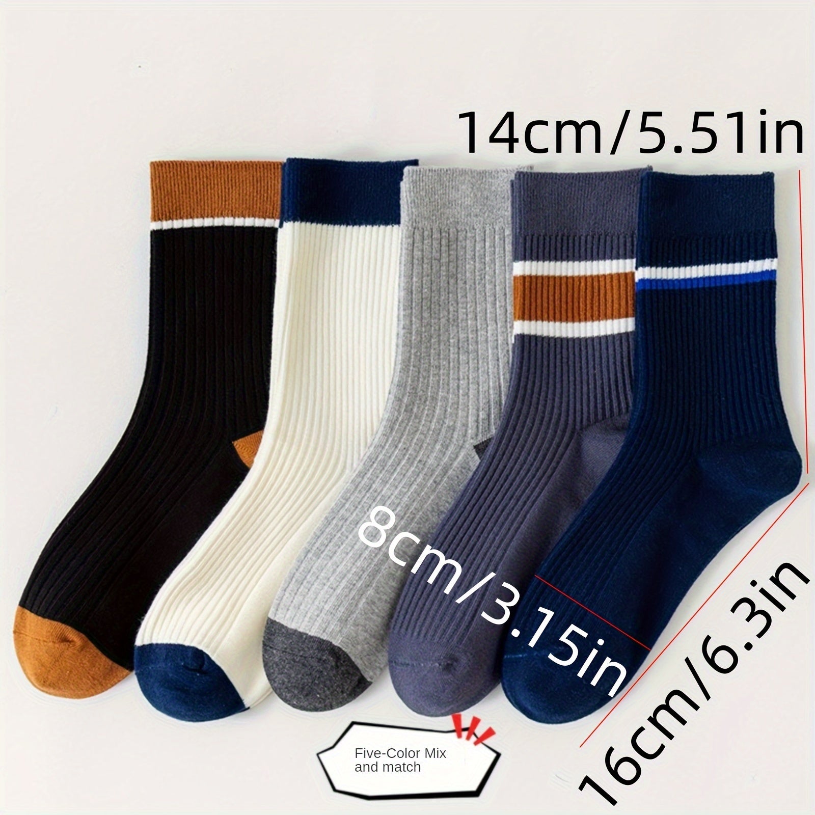 Men's Crew Socks 6 Pairs Winter Sport Sweat Absorption Anti Odor
