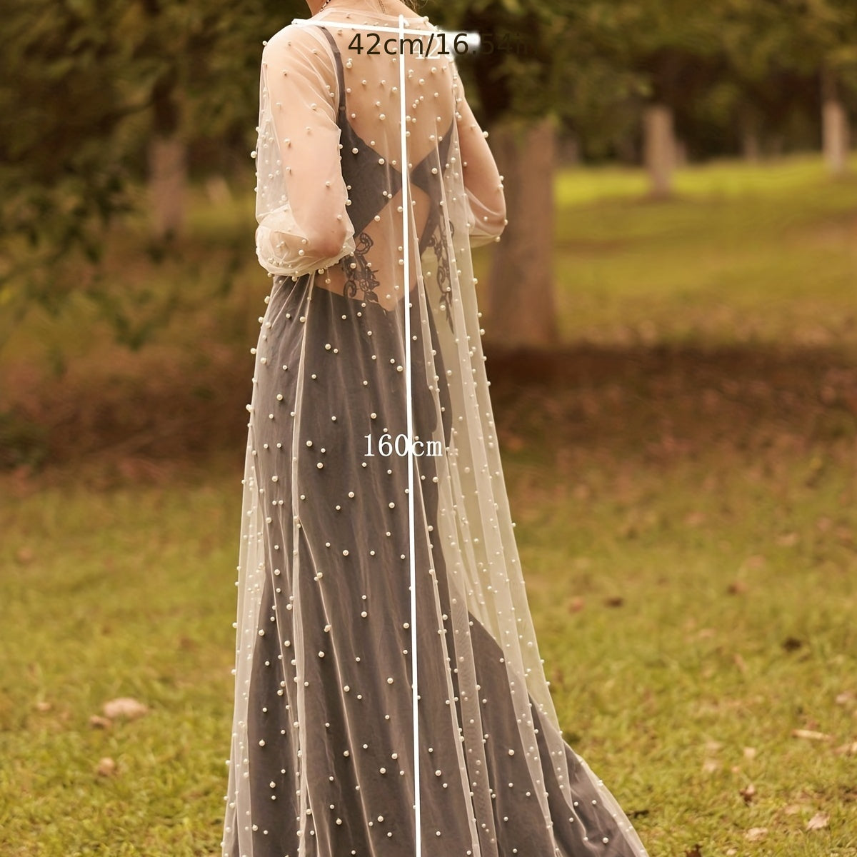 Long Bridal Shawl Faux Pearl Wedding Accessories for Women