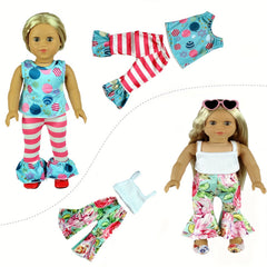 18 Inch Doll Clothes and Accessories Set - 10 Outfits and Glasses