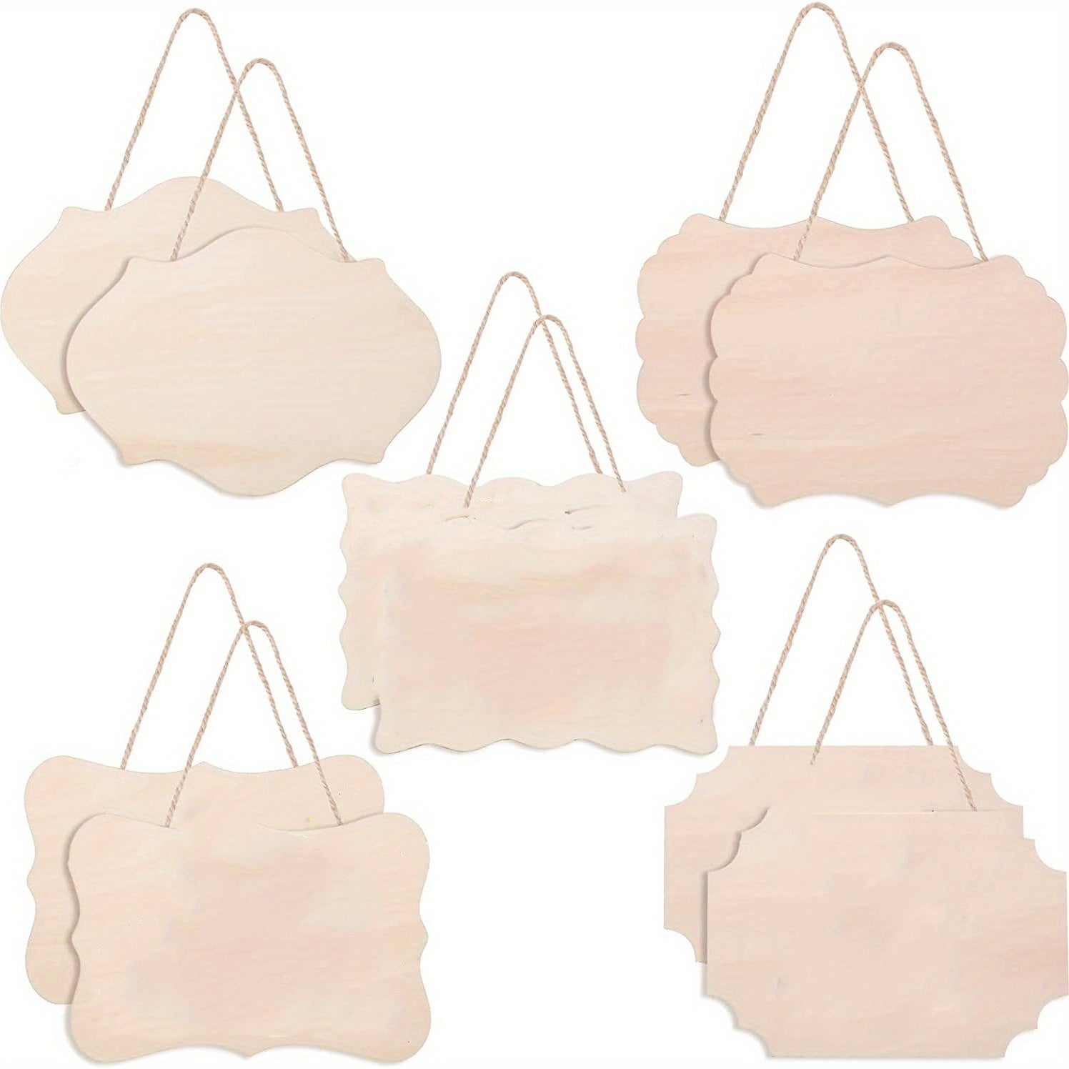 10pcs Wood Crafts Blanks DIY Hanging Decorations for Halloween & Christmas