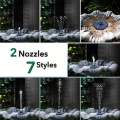 Solar Fountain 4 in 1 Nozzle 2 2W Solar Powered Pump 7 Water Styles