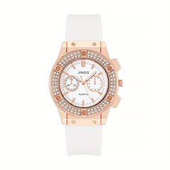 Bilateral Rhinestone Silicone Strap Watch