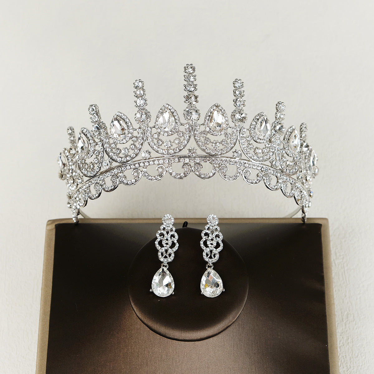 Rhinestone Earrings Crown Set Wedding Dinner Accessories