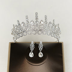 Rhinestone Earrings Crown Set Wedding Dinner Accessories