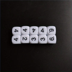 10pcs 16mm Acrylic Number Dice Round Corner Hexagonal Dice Set