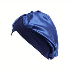 Stretchy Satin Turban Cap Solid Cross Head Wrap Elastic Bonnet