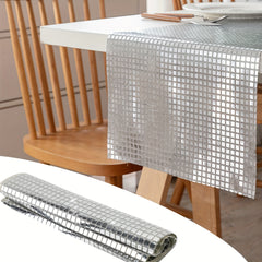 2pcs 33.02x177.8cm Silvery Glitter Disco Party Table Runner Mirror Sequin