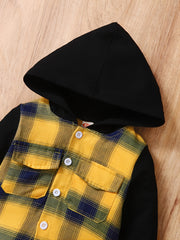Baby Boys Hooded Top & Pants Plaid Set Baby Kids Clothes