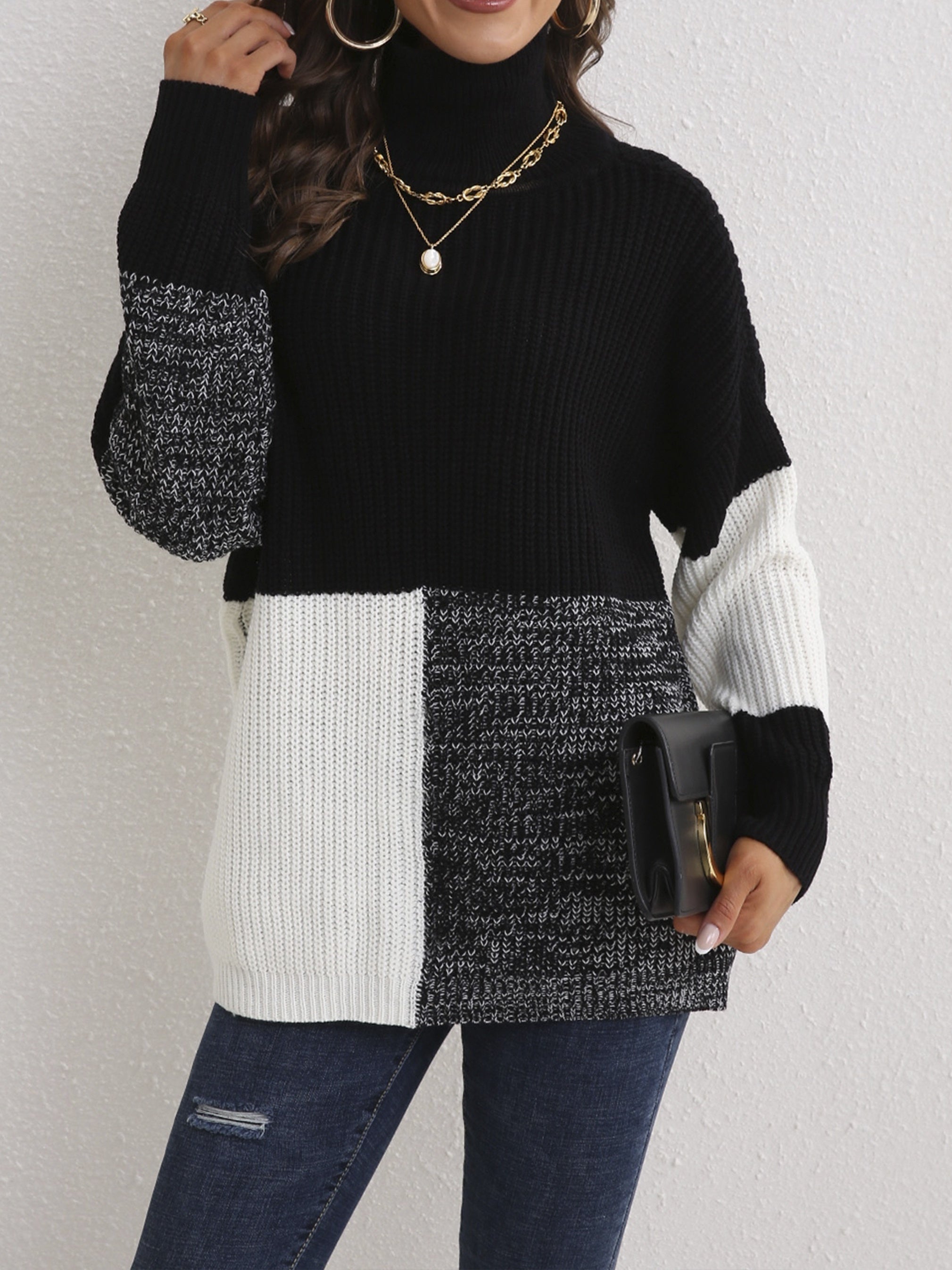 Block Drop Shoulder Sweater Women's