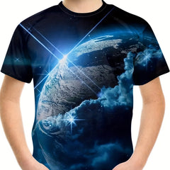 Breathable Planet Graphic T Shirt for Boys - Ideal for Summer