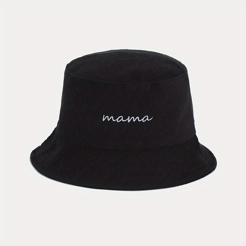 Mama Embroidery Bucket Hat Warm Plush Basin Casual Fisherman Cap