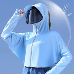 Women's Summer Sun Jacket with Hooded Lens Breathable Sunshade