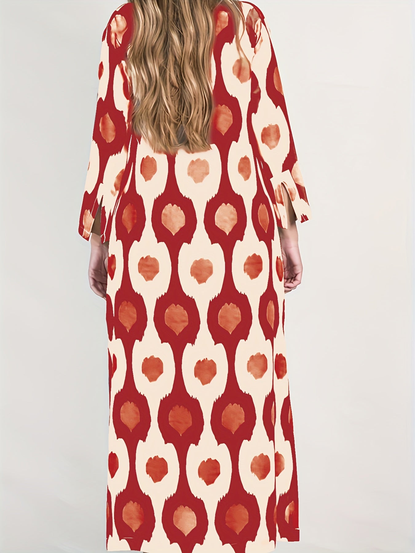 Vintage V-Neck Long Sleeve Maxi Dress