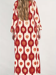 Vintage V-Neck Long Sleeve Maxi Dress