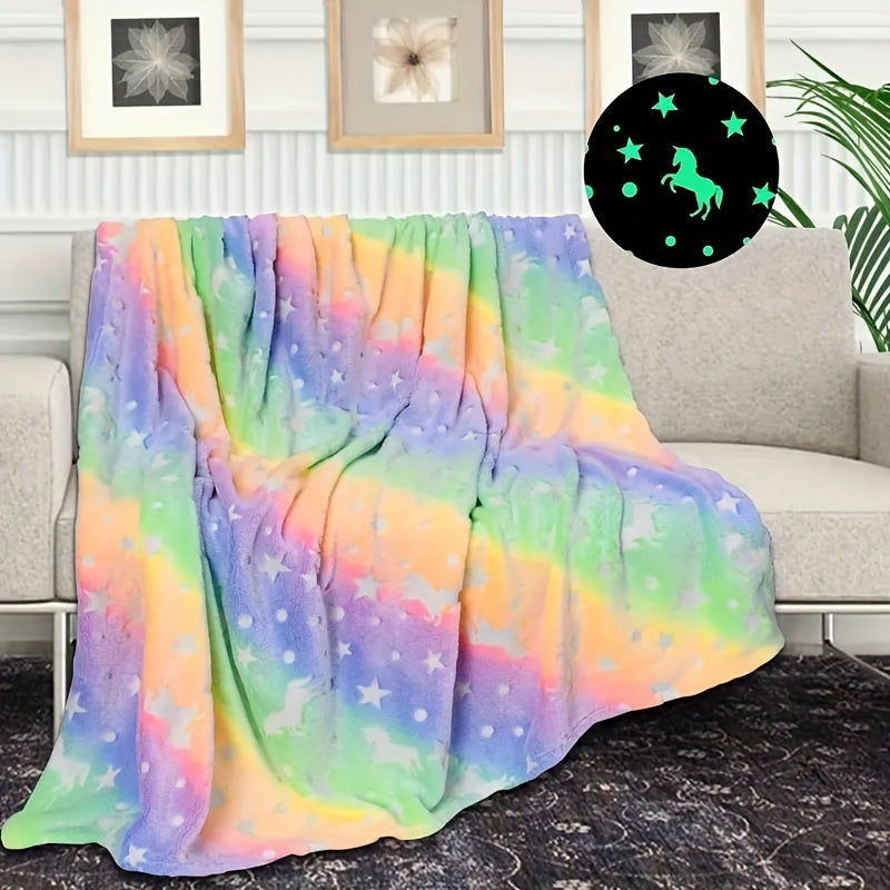 Luminous Rainbow Unicorn Blanket - Birthday Gift Sofa Bed Camping Party Game