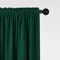 Dark Green Thickened Curtain Rod Pocket for Living Room Bedroom