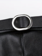Toddler Girls Casual PU Leather Skirt With Belt