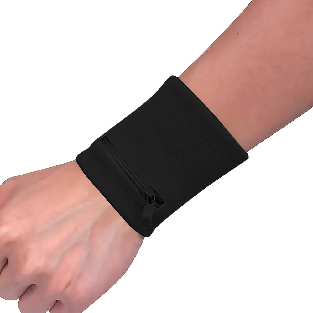 Cotton Wrist Wallet Zipper Sweatbands Men Women