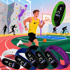 5 Pack LED Sports Watches for Athletes Digital Display Durable PVC Strap