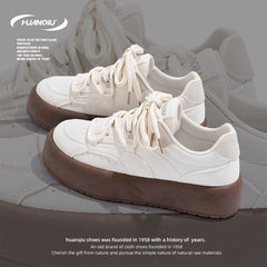 HUANQIU Round Toe Lace-up Skate Shoes Lightweight Sports Sneakers