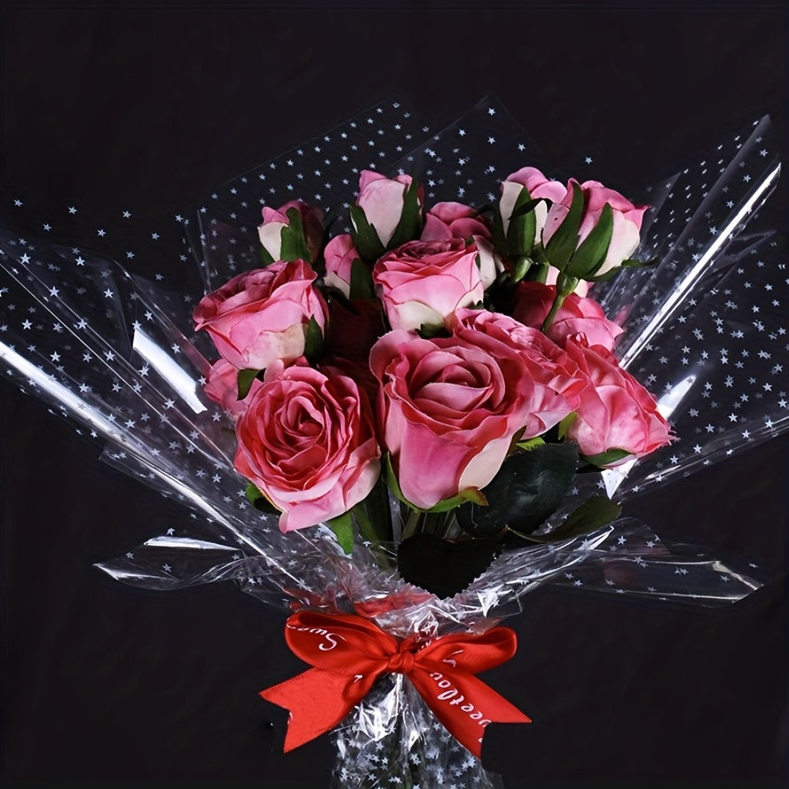 70pcs Cellophane Flower Wrapping Paper Star Dust Bag