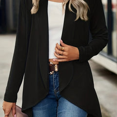 Solid Open Front Cardigan for Women