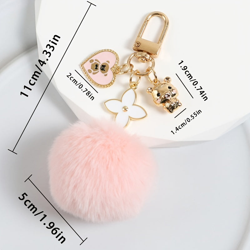 Love Heart Bear Keychain Bag Purse Charm Accessories