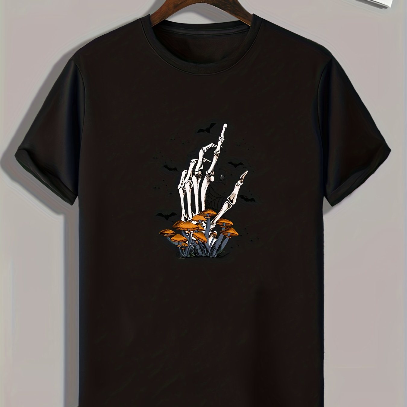 Skull & Mushroom Pattern T shirt - Men's Short Sleeve Top