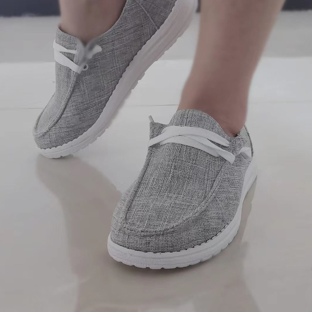 Women's Lightweight Canvas Shoes Low Top Lace Up Solid Casual Walking Shoes