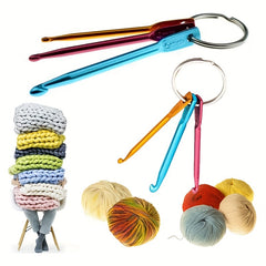 3pcs Crochet Single End Knitting Tools Key Ring Ergonomic Handle Hooks Needles