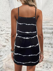 Striped Print Casual 2pc Set V Neck Lace Up Tops & Drawstring Skirts Outfits