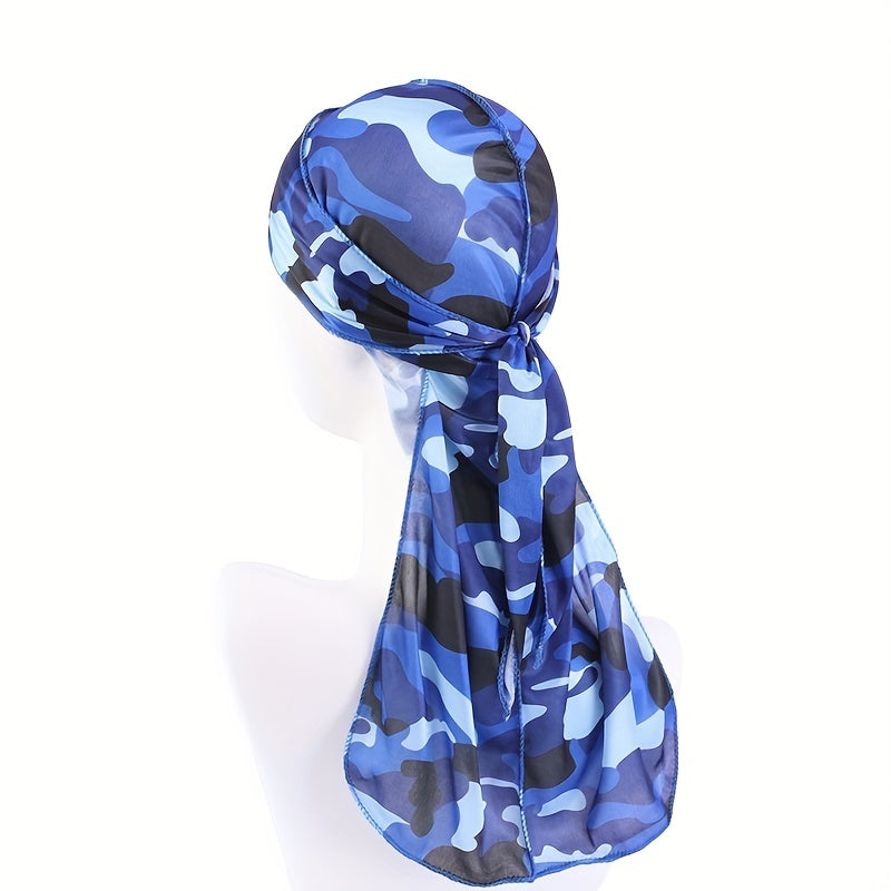 Camouflage Wave Long Tail Hat Turban Pirate Hat Men's And Women's Turban Hat