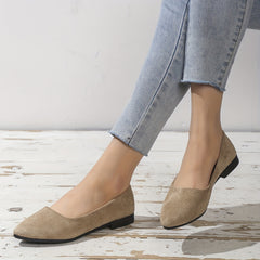 Women's Pointed Toe Ballet Flats Slip On Soft Sole Micro Suede Shoes