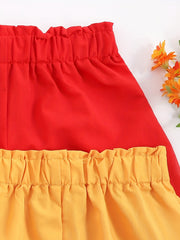 Girls Paperbag Waist High Waisted Belted Wide Leg Shorts