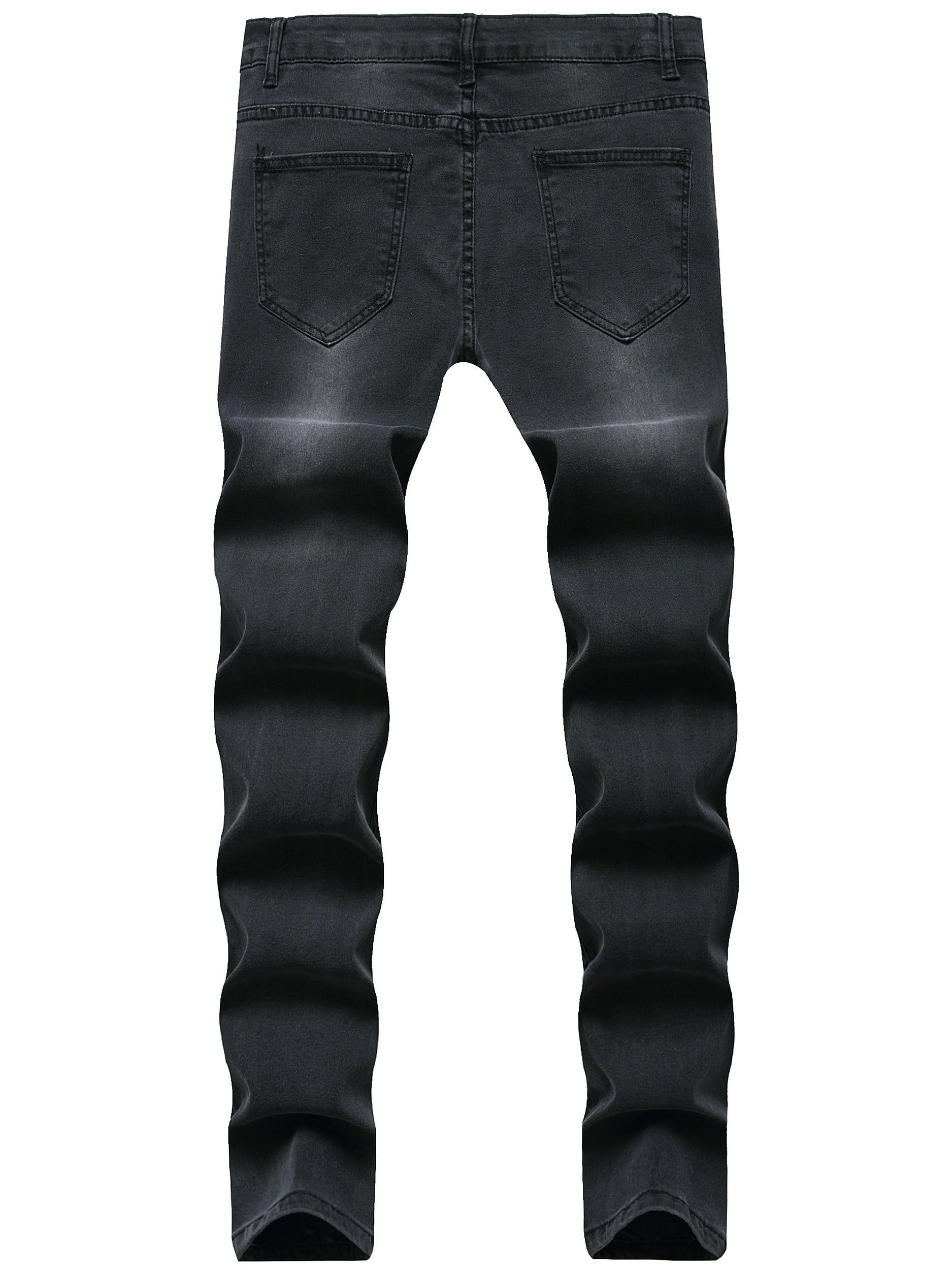 Paint Splash Plaid Ripped Jeans Mens Casual Street Style Slim Fit Distressed