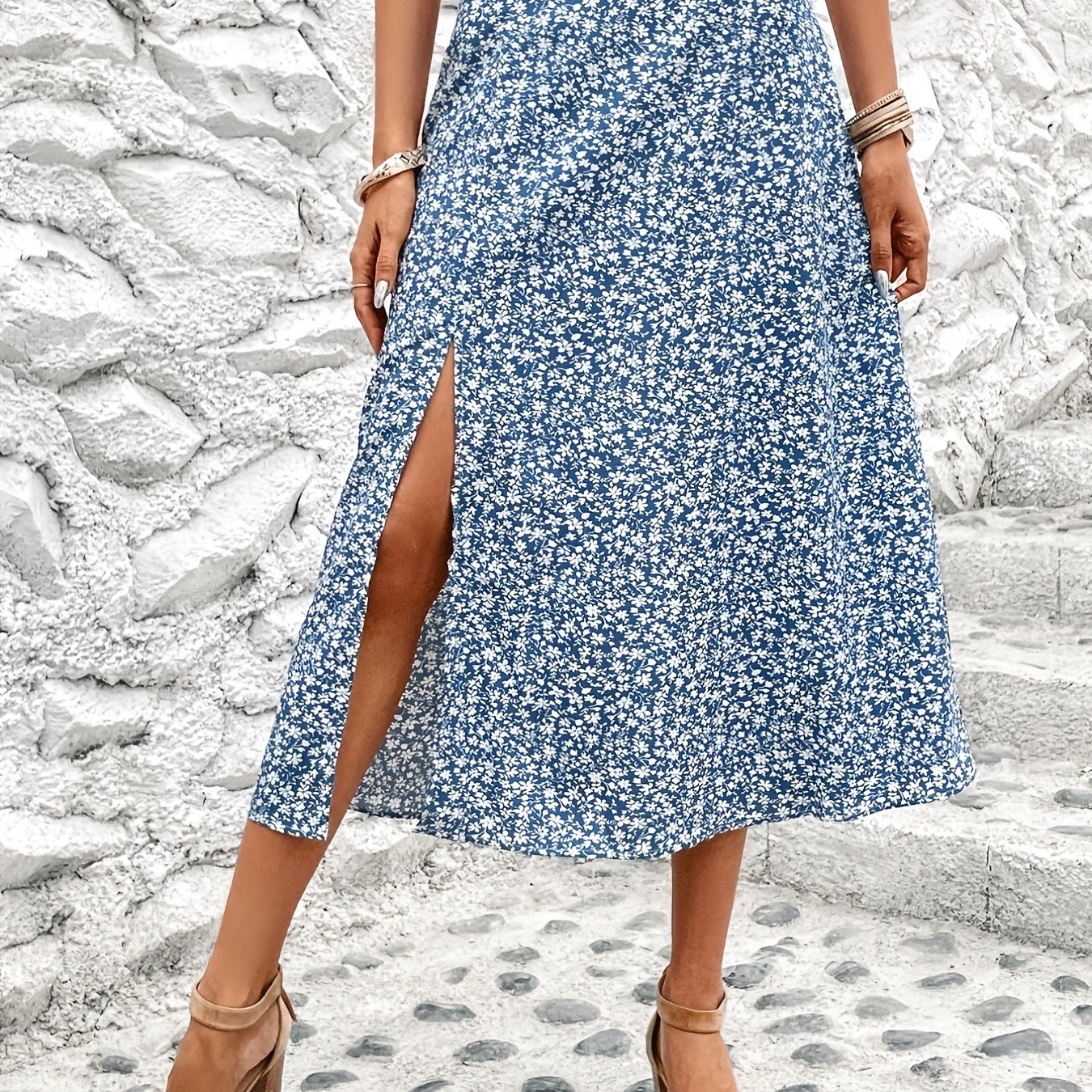 Boho Floral Print Maxi Skirt for Women