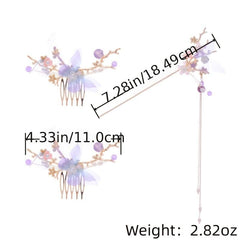 Faux Pearl Butterfly Flower Hairpin Headband Set