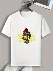 Cartoon Character Print Men's Graphic T-shirt for Summer