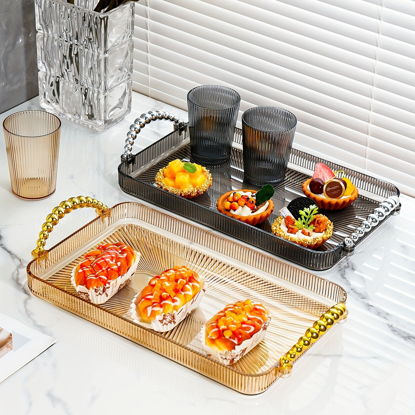 Rectangular Tray with Double Handles for Home Use