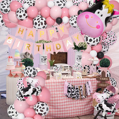 Cow Party Decorations Balloon Garland Arch Kit Happy Birthday Banner Cake Topper