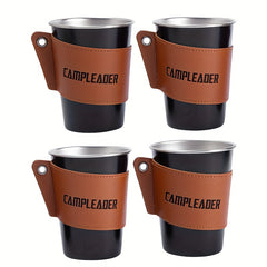2pcs Faux Leather Cup Protective Cover Anti Scald And Non-slip Cup Sleeve