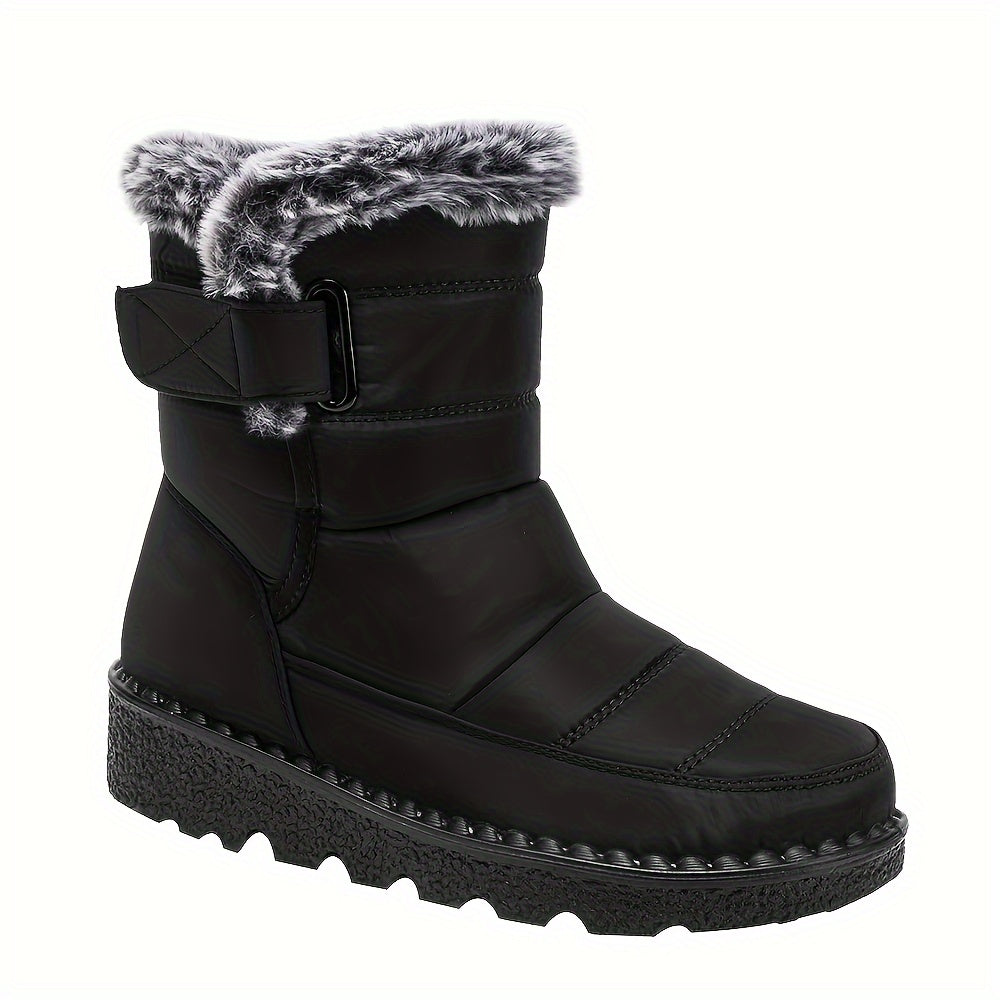 Women's Winter Snow Boots Waterproof Hook & Loop Comfort Mid Calf Booties