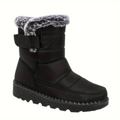Women's Winter Snow Boots Waterproof Hook & Loop Comfort Mid Calf Booties