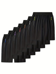 7pcs Colorful Zip Up Men's Sports Shorts for Summer Activities