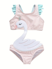 Girls Ice Cream Embroidery Cut Out Swimsuit