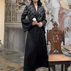 Sequin Satin Lounge Robe V Neck Long Sleeve Home Robe