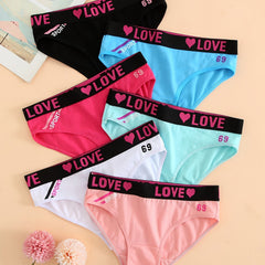 6 Pcs Women's Solid Waist Bikini Panties Breathable Cotton Lingerie