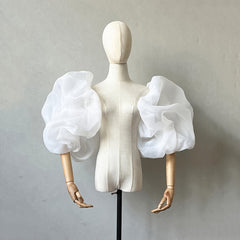 Ruffled Bubble Sleeves Bridal Wedding Dress Accessories 1 Pair